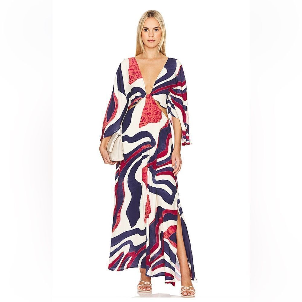 NWT Boamar Avalon Dress Ocean Swirl maxi cut out resort Revolve L